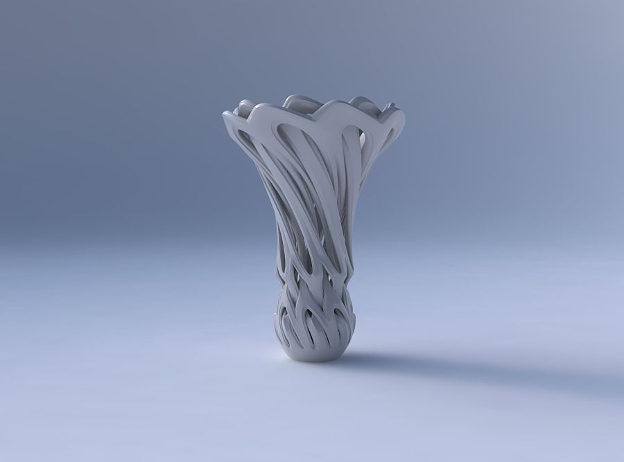 Vase flower funnel with beveled intertwining lines twisted 3D print model_4
