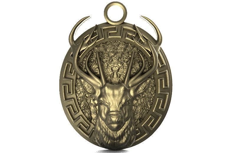 deer pendant  3D print model_4