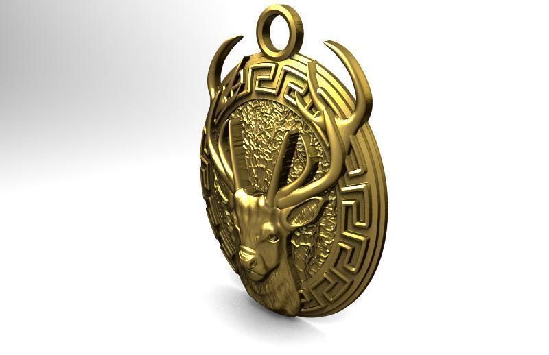 deer pendant  3D print model_2