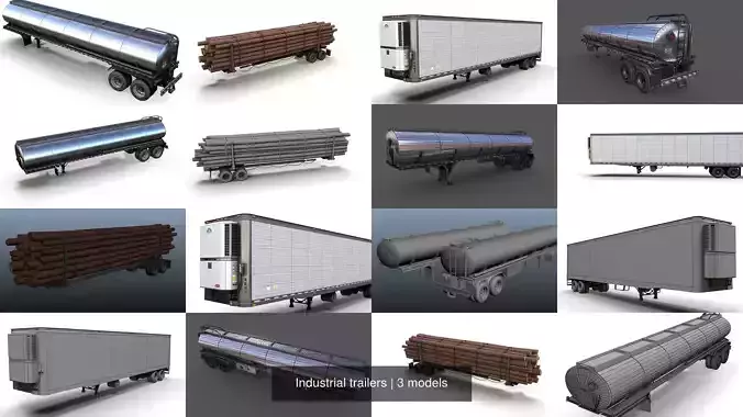 Industrial trailers 3D Model Collection