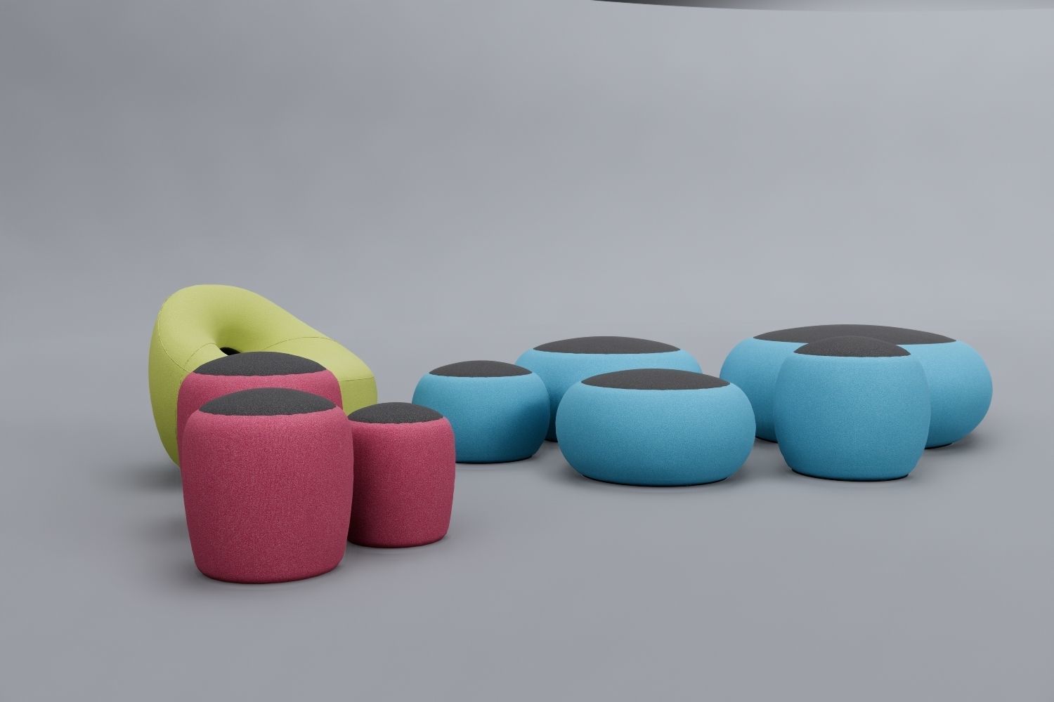 Seat Sets Various Sizes- Family for Revit 3D model_34