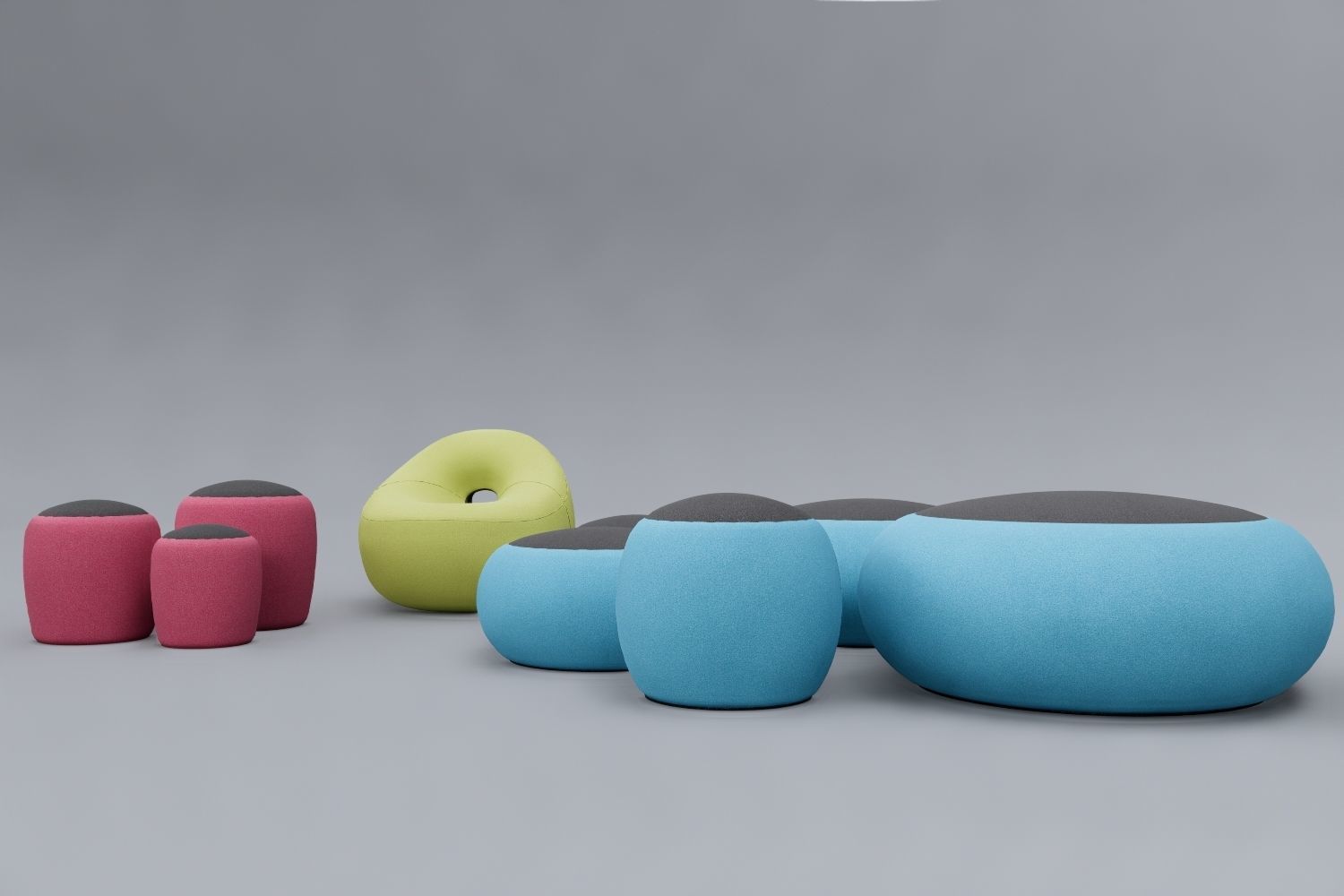 Seat Sets Various Sizes- Family for Revit 3D model_35