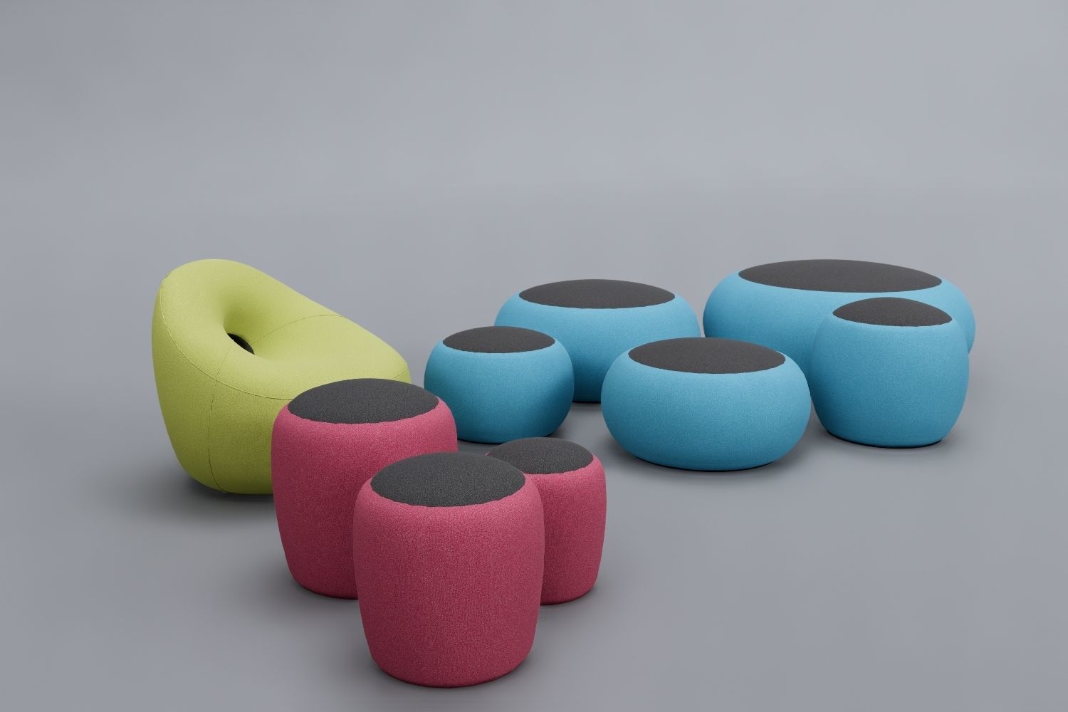 Seat Sets Various Sizes- Family for Revit 3D model_1