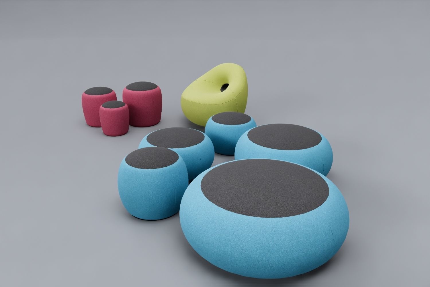 Seat Sets Various Sizes- Family for Revit 3D model_37