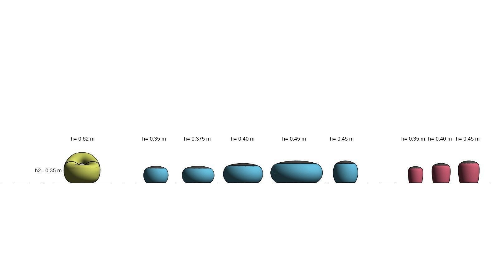 Seat Sets Various Sizes- Family for Revit 3D model_43