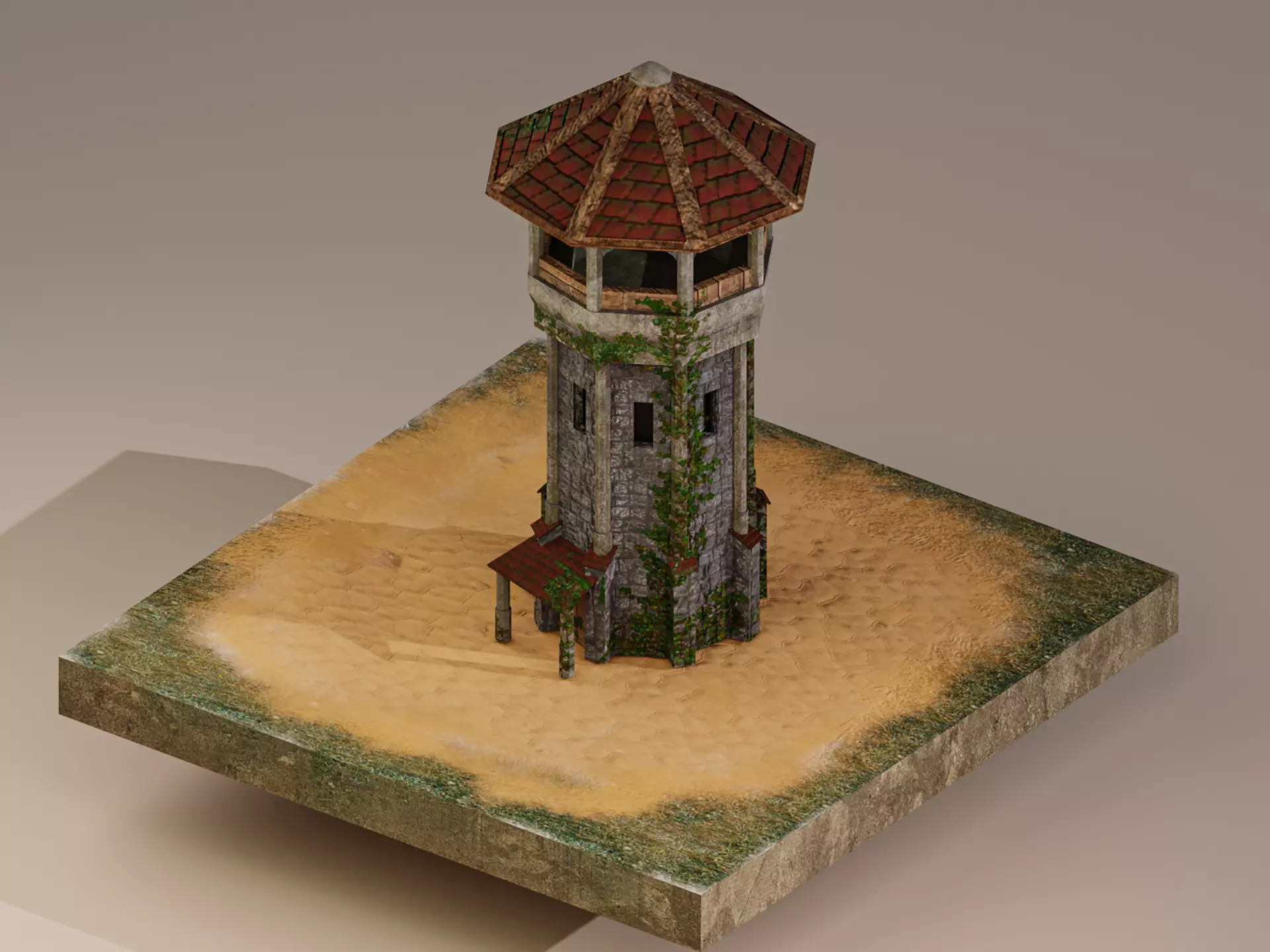 Archer Tower Level 10 Low-poly 3D model_0