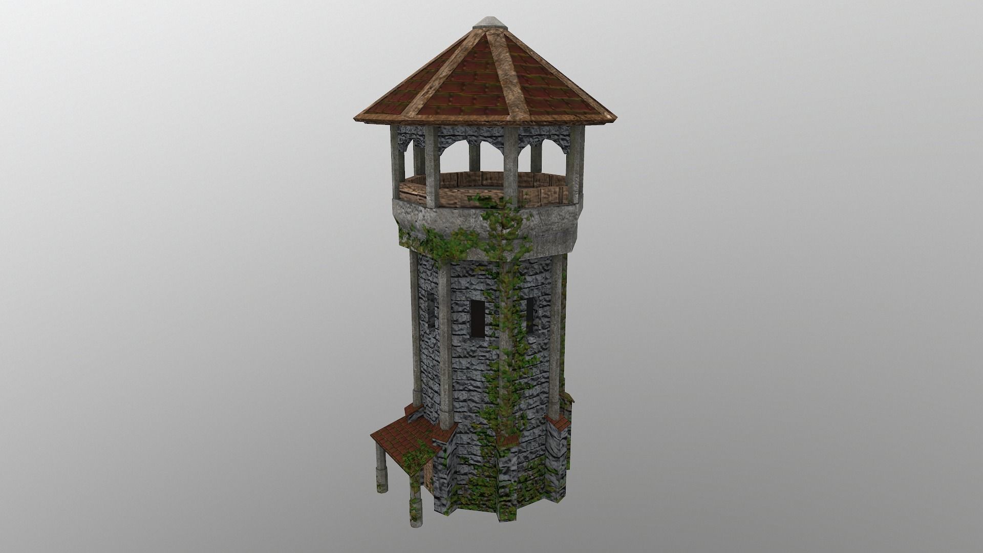 Archer Tower Level 10 Low-poly 3D model_7
