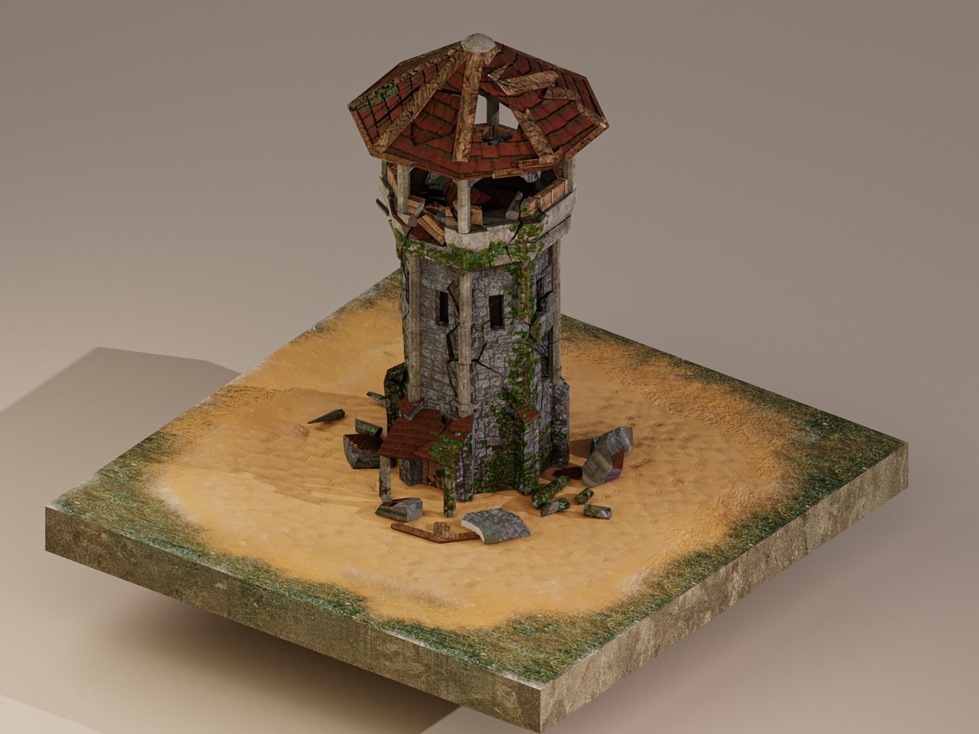 Archer Tower Level 10 Low-poly 3D model_2