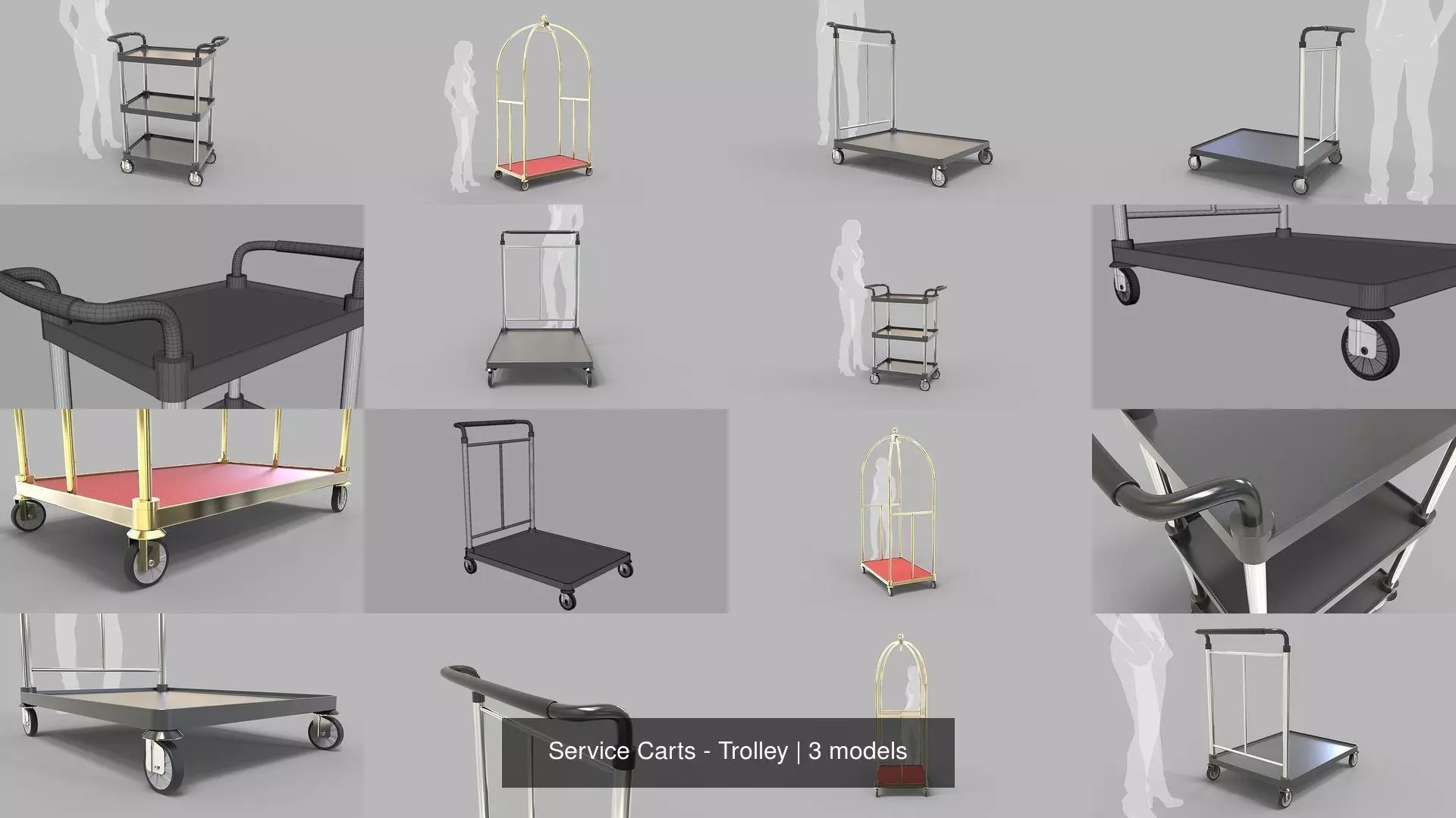 Service Carts - Trolley 3D Model Collection_0