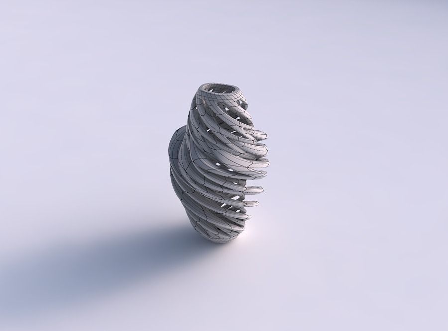 Vase curved with intertwining lines very twisted wavy 3D print model_5