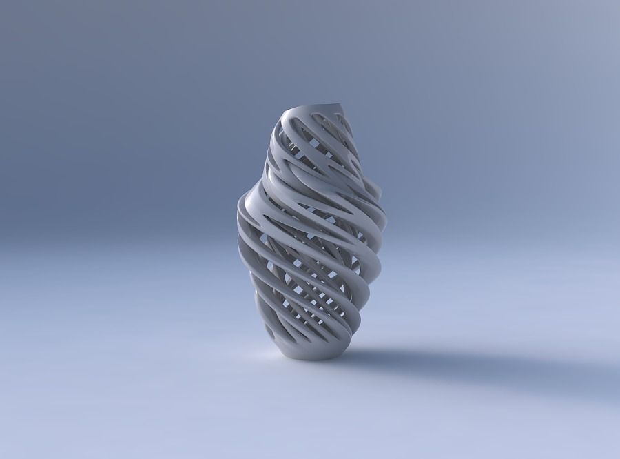 Vase curved with intertwining lines very twisted wavy 3D print model_4