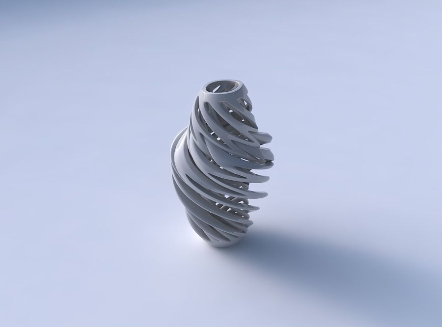 Vase curved with intertwining lines very twisted wavy 3D print model_3