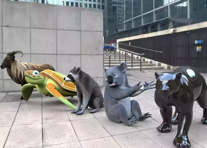 Animal Group Raccoon Sea turtle Wolverine Goat Koala bear 3D model