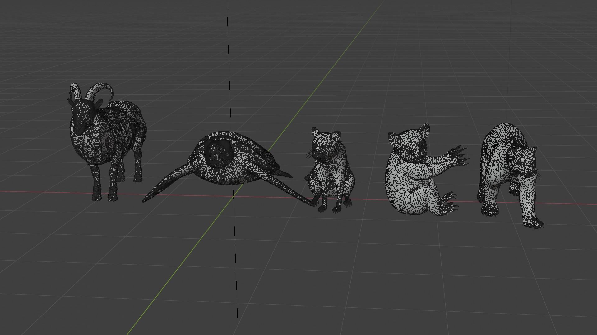 Animal Group Raccoon Sea turtle Wolverine Goat Koala bear 3D model_6