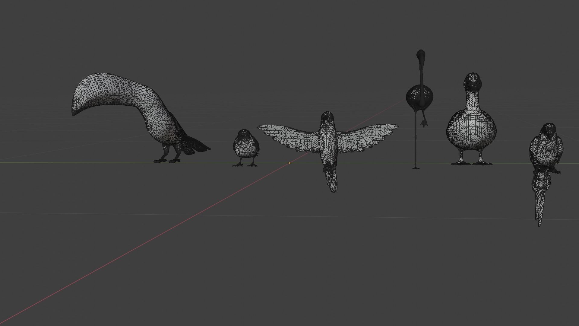 Bird Group Parrot Toucan Robbin Duck Hummingbird 3D model_7