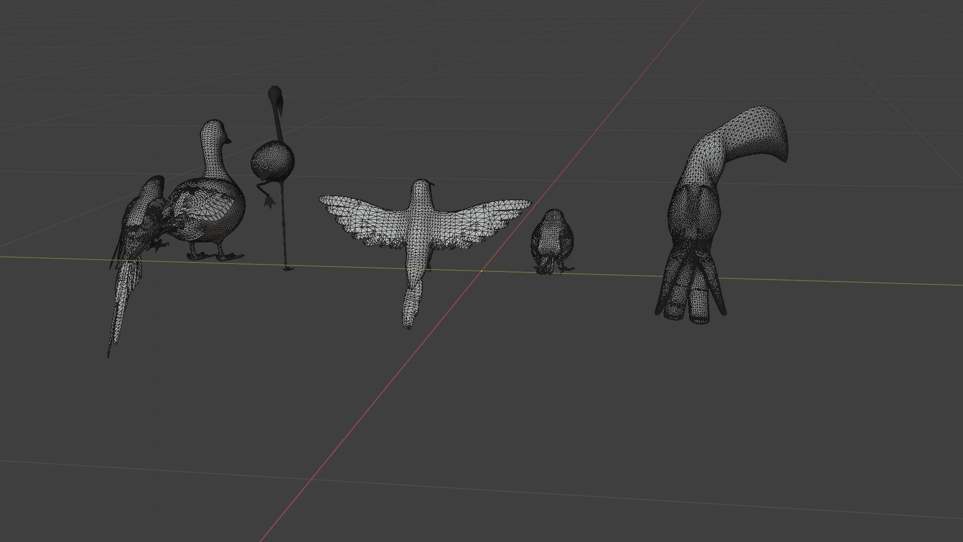 Bird Group Parrot Toucan Robbin Duck Hummingbird 3D model_6