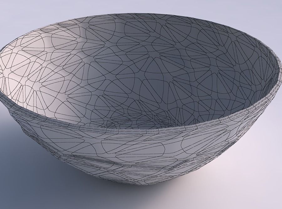 Bowl wide with partial random triangle plates 3D print model_5