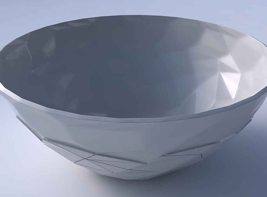 Bowl wide with partial random triangle plates 3D print model_3