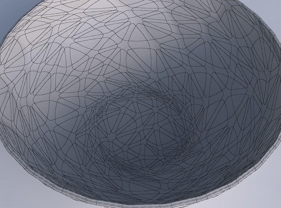 Bowl wide with partial random triangle plates 3D print model_6