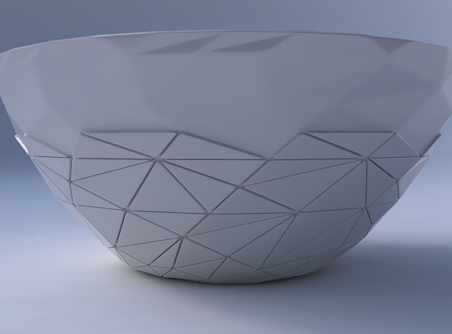 Bowl wide with partial random triangle plates 3D print model_4