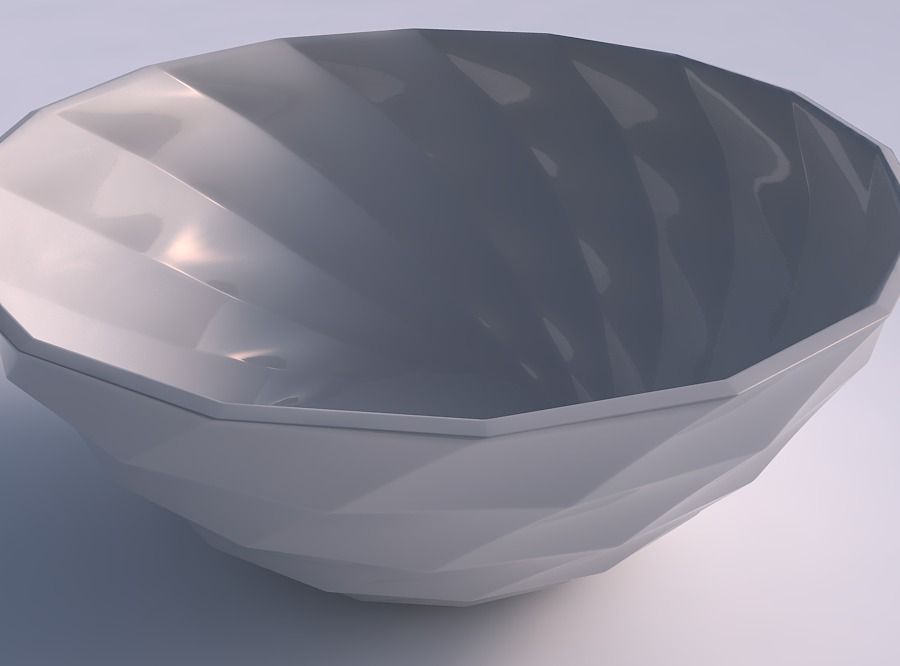 Bowl wide with curved creases 3D print model_0