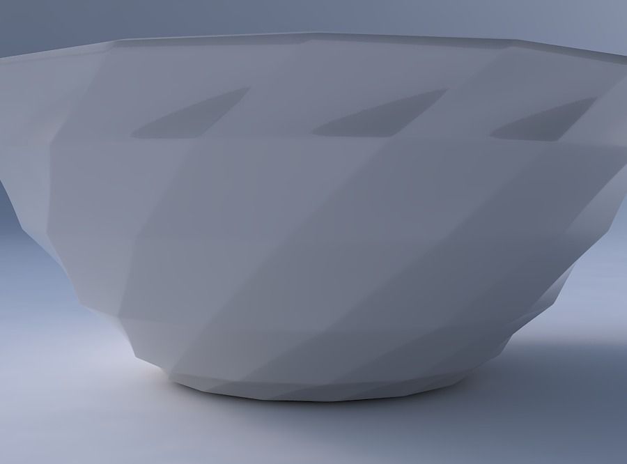 Bowl wide with curved creases 3D print model_4