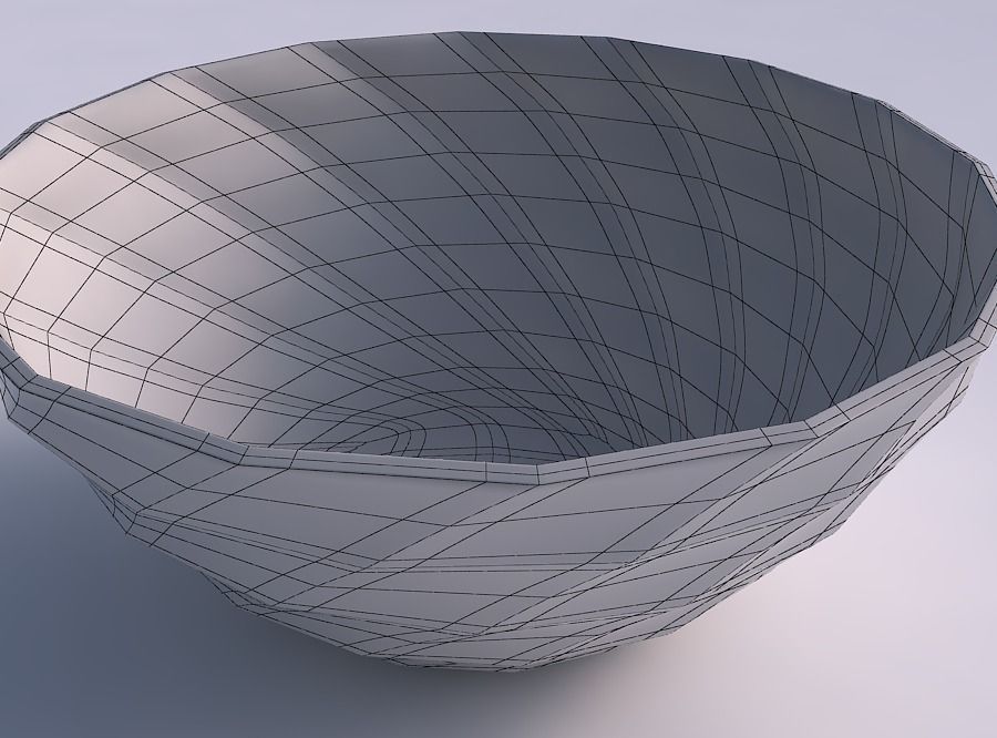 Bowl wide with curved creases 3D print model_5