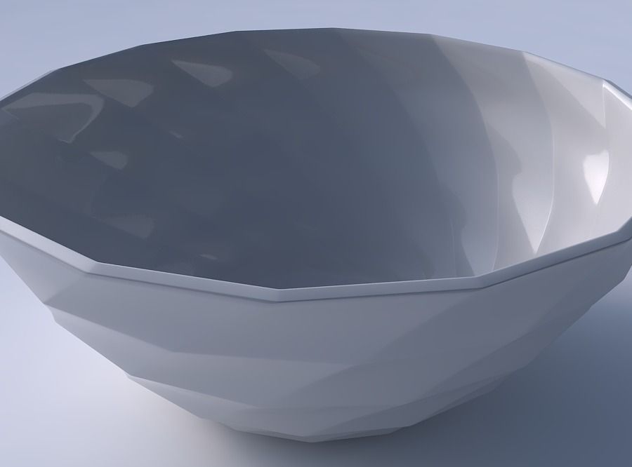 Bowl wide with curved creases 3D print model_3