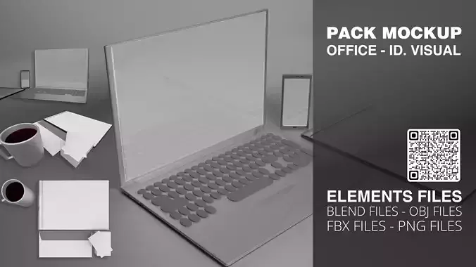 Pack Mockup Office ID Visual Low-poly 3D model