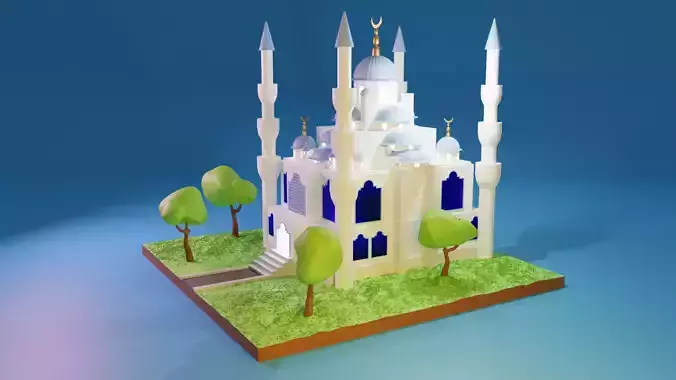 Texturing Mosque Blender Tutorial Low-poly 3D model