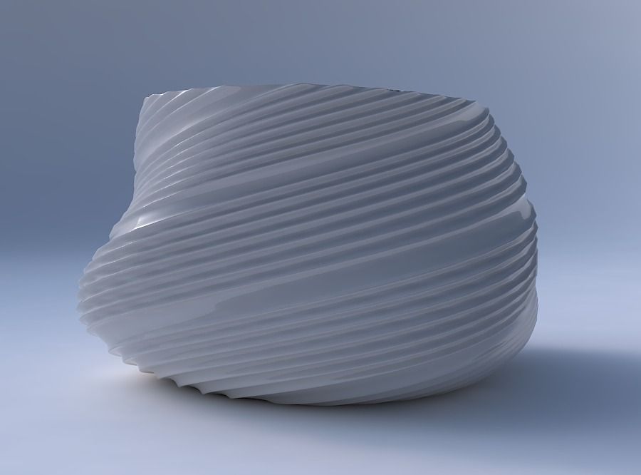 Bowl twisted elipse with flowing extruded lines 3D print model_4