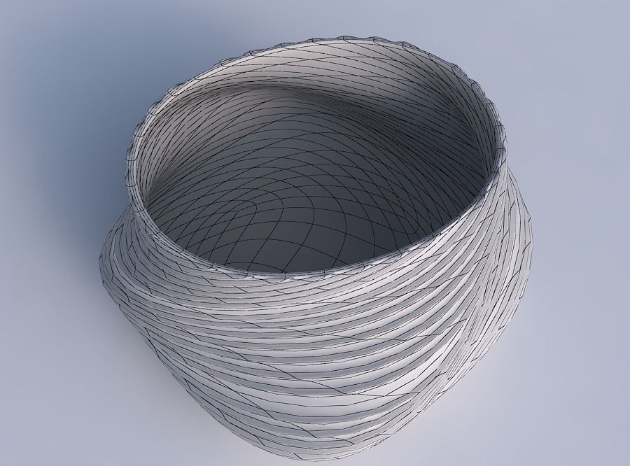 Bowl twisted elipse with flowing extruded lines 3D print model_6
