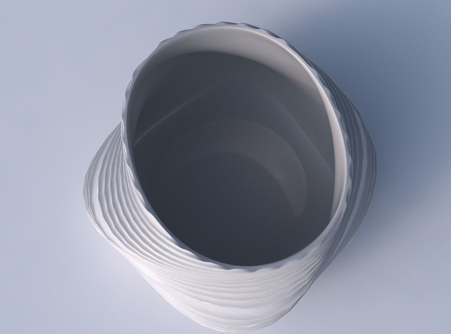 Bowl twisted elipse with flowing extruded lines 3D print model_2