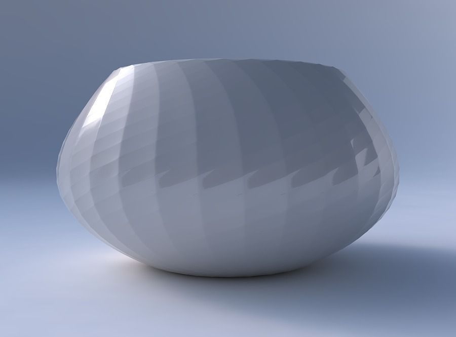 Bowl squeezed twisted with diagonal grid pattern 3D print model_4