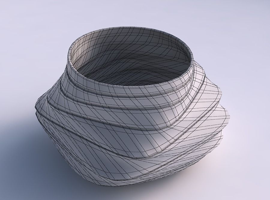 Bowl twisted elipse with horizontal dents and twisted diagona... 3D print model_5
