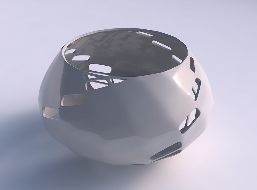 Bowl squeezed twisted with diagonal grid lattice 2 3D print model_0