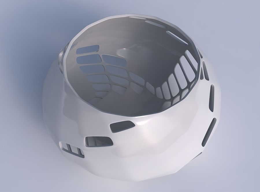 Bowl squeezed twisted with diagonal grid lattice 2 3D print model_1