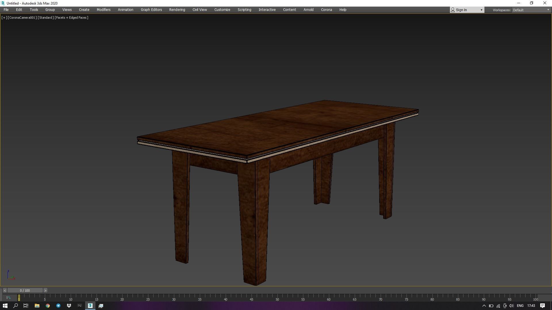 The Table with wooden top and legs Low-poly 3D model_6