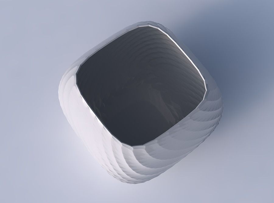 Bowl semi-quadratic with twisted diagonal grid pattern 3D print model_2