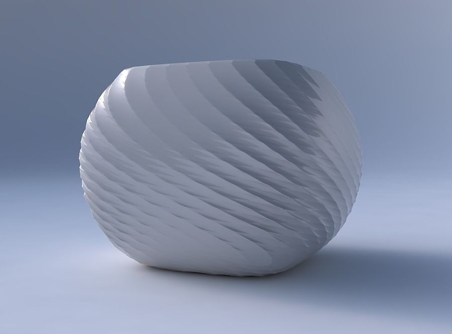 Bowl semi-quadratic with twisted diagonal grid pattern 3D print model_4