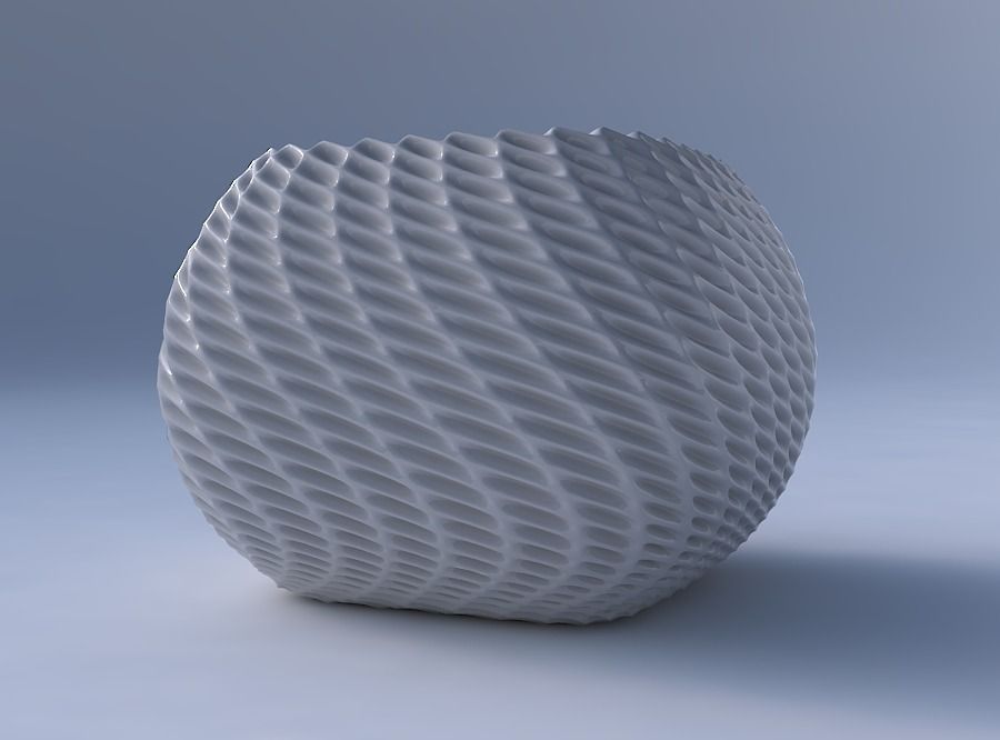 Bowl semi-quadratic with bent extruded pattern 3D print model_4