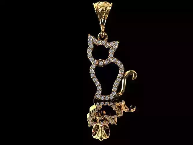 Necklace cat with gems 3D model