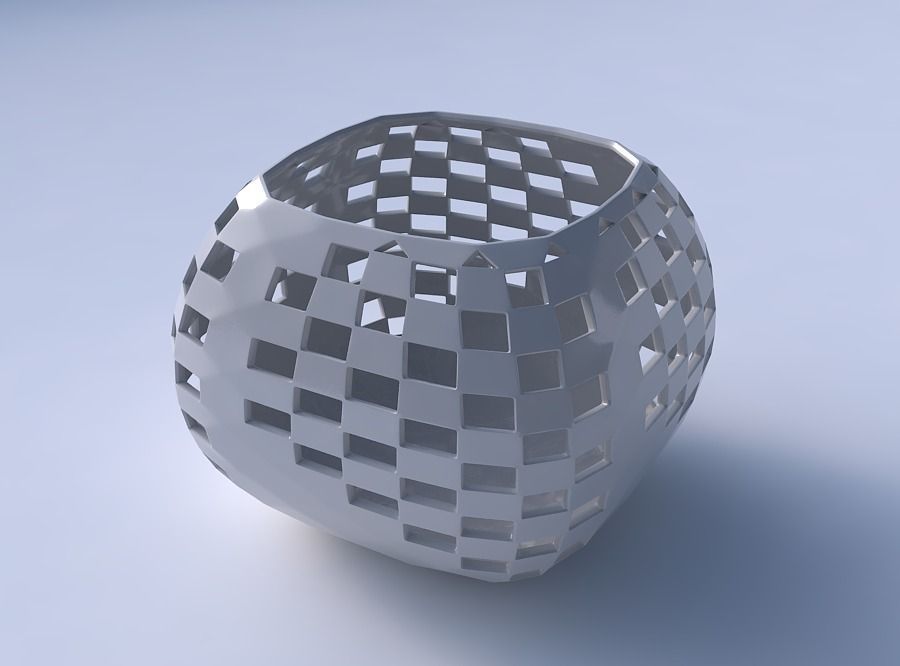 Bowl semi-quadratic with checker grid lattice 2 3D print model_3
