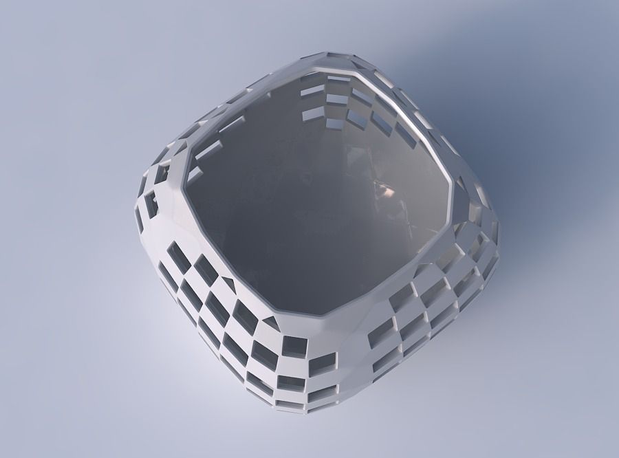 Bowl semi-quadratic with checker grid lattice 2 3D print model_2