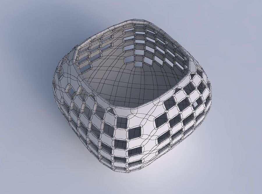 Bowl semi-quadratic with checker grid lattice 2 3D print model_6