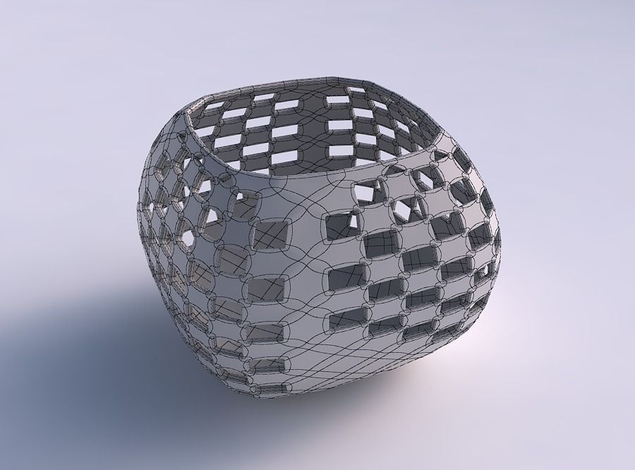 Bowl semi-quadratic with checker grid lattice 2 3D print model_5