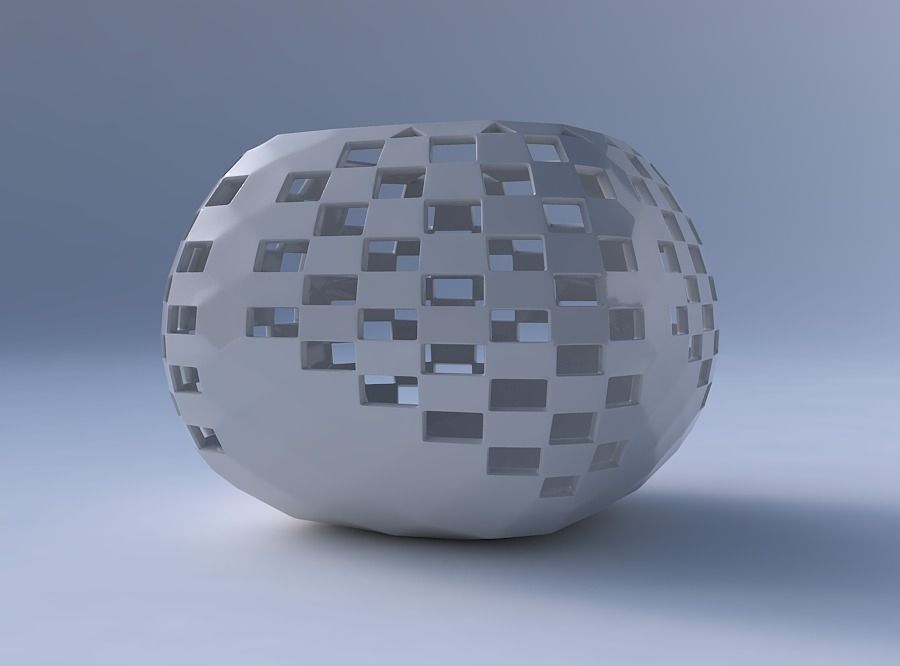 Bowl semi-quadratic with checker grid lattice 2 3D print model_4