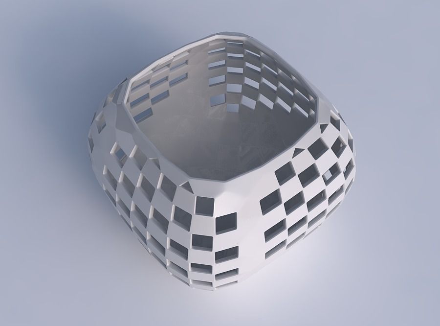 Bowl semi-quadratic with checker grid lattice 2 3D print model_1