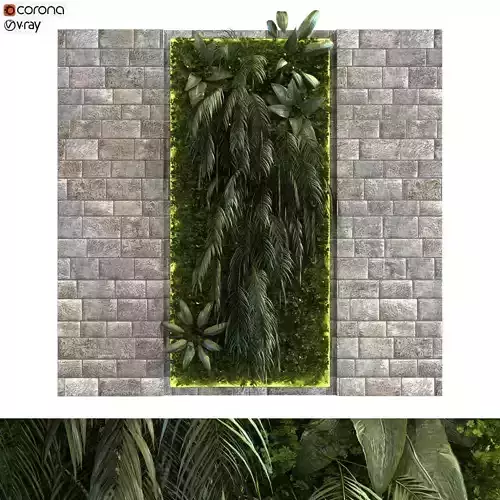 vertical plant set 092 Low-poly 3D model