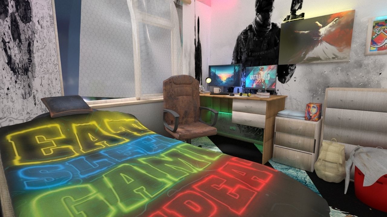 Gamer Room 3D model_5